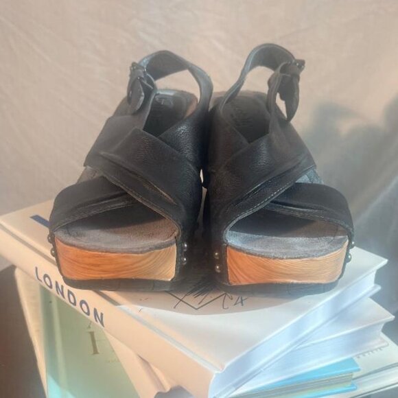 Bussola Formentera Leather Platform Sandals in Black - Size 6 - Picture 4 of 7